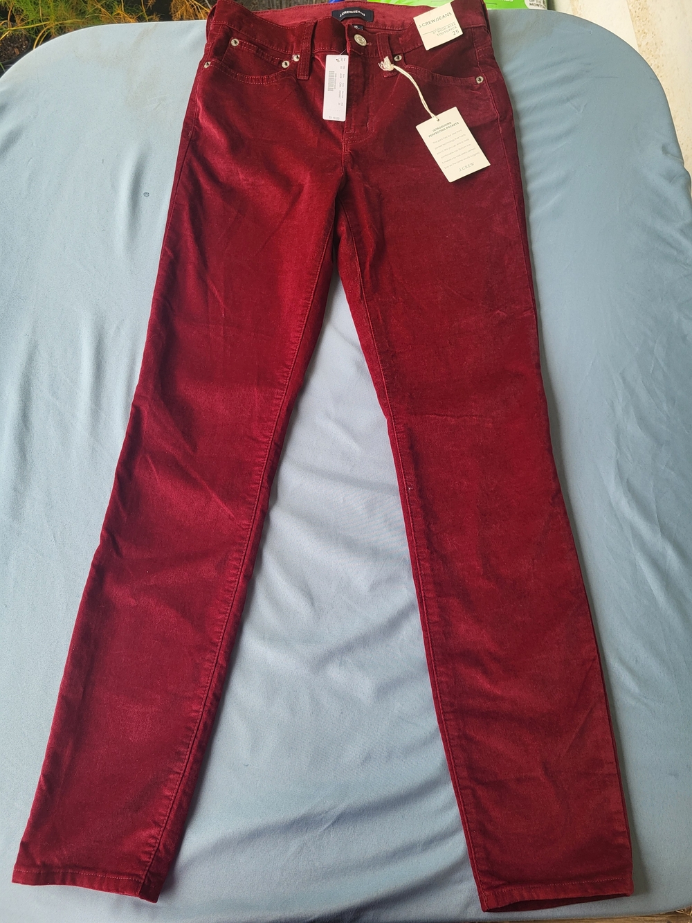 Crimson Red Velvet Aesthetic Goth Indie Sleaze Corduroy Skinny Pants